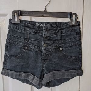 Faded black high rise shorts